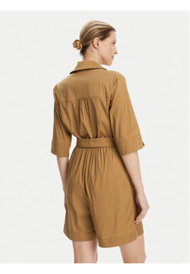 Max Mara Beachwear Kombinezon Canard 2516241019 Brązowy Regular Fit. Kolor: brązowy. Materiał: bawełna