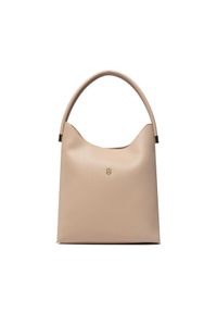 TOMMY HILFIGER - Tommy Hilfiger Torebka New Casual Hobo AW0AW13187 Beżowy. Kolor: beżowy. Materiał: skórzane. Styl: casual #1
