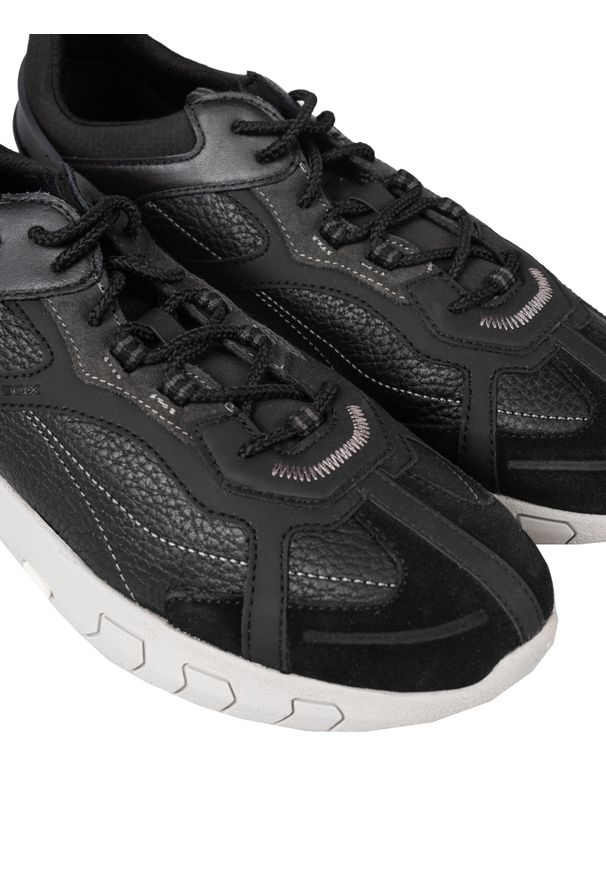 Geox Sneakersy "Grecale B" | U028ZB 04622 | Mężczyzna | Czarny, Grafitowy. Kolor: czarny, szary, wielokolorowy. Materiał: tkanina, skóra. Wzór: aplikacja