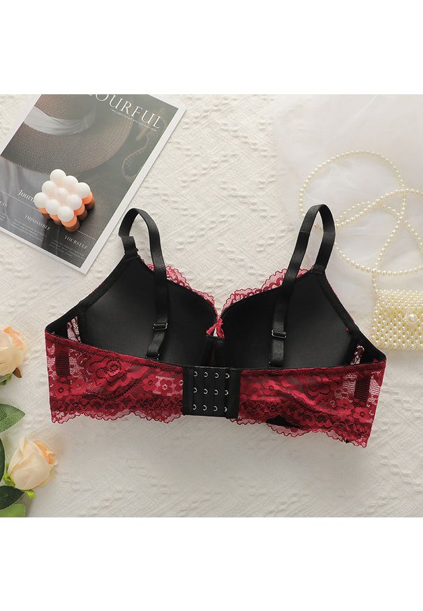 Intica - Biustonosz koronkowy plus size z wsparciem Sofieke. Kolekcja: plus size. Kolor: czerwony. Materiał: koronka