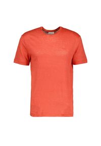 GANT - Koszulka męska Gant Linen Ss T-shirt lniany. Kolor: pomarańczowy. Materiał: len