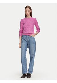 Polo Ralph Lauren Sweter 211971865506 Różowy Regular Fit. Typ kołnierza: polo. Kolor: różowy. Materiał: wełna #3