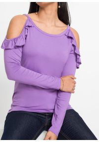 Shirt off-shoulder z przyjaznej dla środowiska wiskozy bonprix głęboki bez. Kolor: fioletowy. Materiał: wiskoza #6