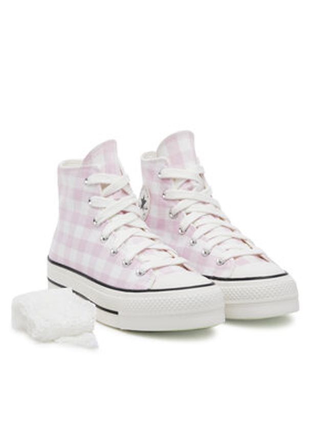Converse Trampki Chuck Taylor All Star Lift Platform Gingham A13663C Różowy. Kolor: różowy. Materiał: materiał. Obcas: na platformie