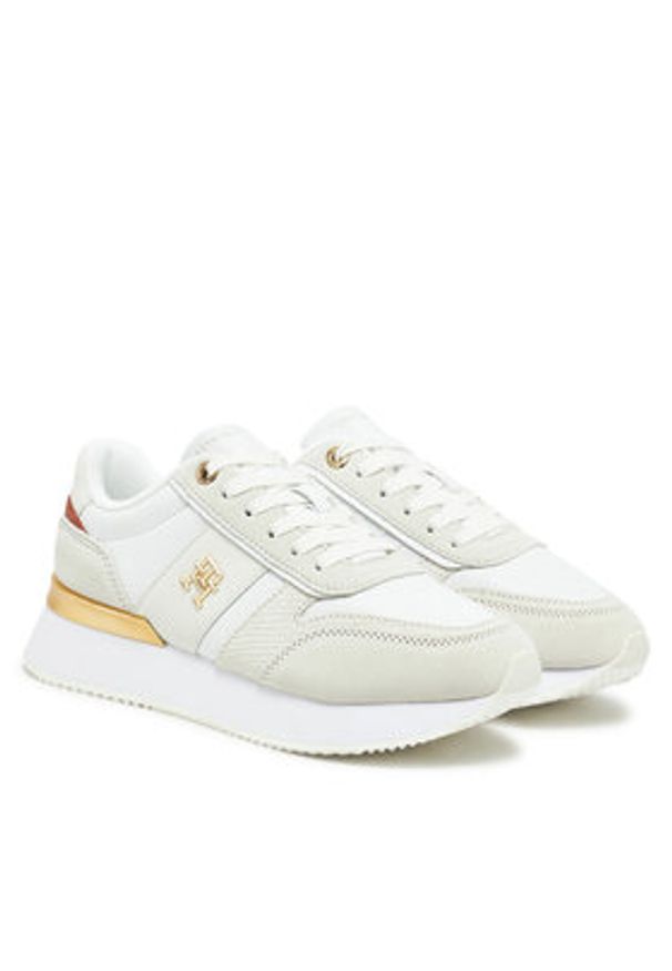 TOMMY HILFIGER - Tommy Hilfiger Sneakersy Th Fashion Runner FW0FW08475 Biały. Kolor: biały. Materiał: skóra