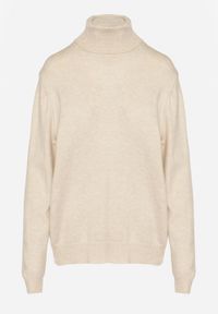 Born2be - Jasnobeżowy Casualowy Golf z Wełną o Prostym Kroju Reiselia. Okazja: na co dzień. Typ kołnierza: golf. Kolor: beżowy. Materiał: wełna. Styl: casual #2