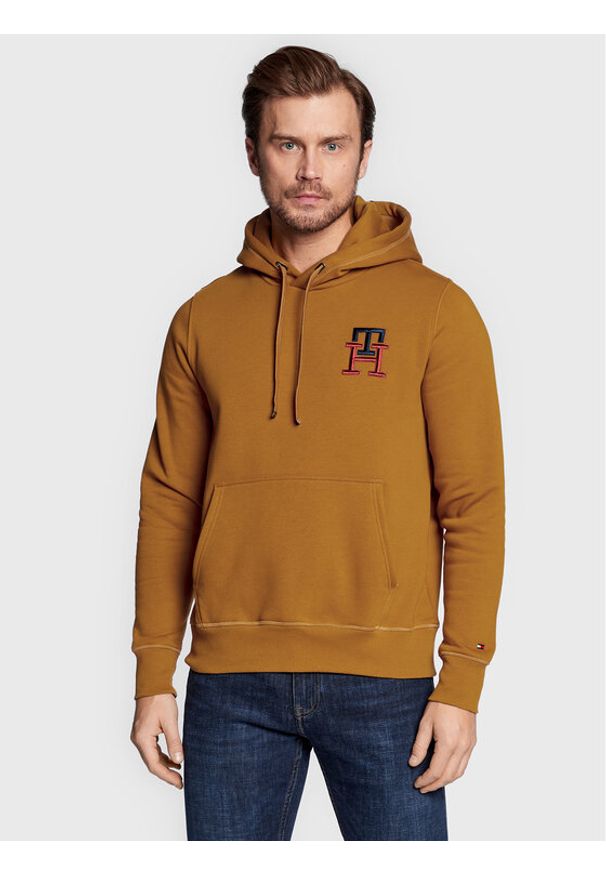 TOMMY HILFIGER - Tommy Hilfiger Bluza Essential Monogram MW0MW28677 Żółty Regular Fit. Kolor: żółty. Materiał: syntetyk, bawełna