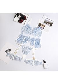 Intica - Komplet bielizny koronkowej z haftem na romantyczne wieczory Roby. Kolor: niebieski. Materiał: koronka. Wzór: haft #1