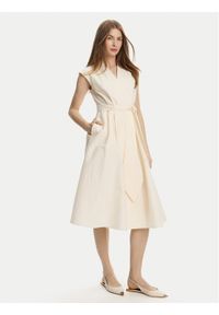 Marella Sukienka codzienna Ossola 2513221172 Écru Regular Fit. Okazja: na co dzień. Materiał: bawełna. Typ sukienki: proste. Styl: casual