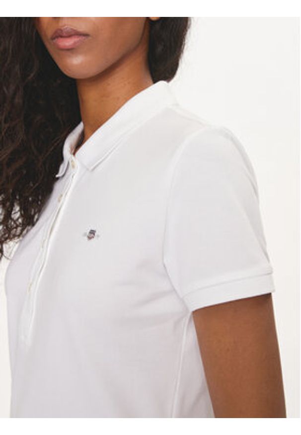GANT - Gant Polo Shield 4200870 Biały Slim Fit. Typ kołnierza: polo. Kolor: biały. Materiał: bawełna