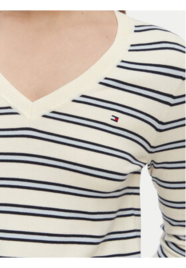 TOMMY HILFIGER - Tommy Hilfiger Sweter WW0WW40098 Beżowy Regular Fit. Kolor: beżowy. Materiał: bawełna
