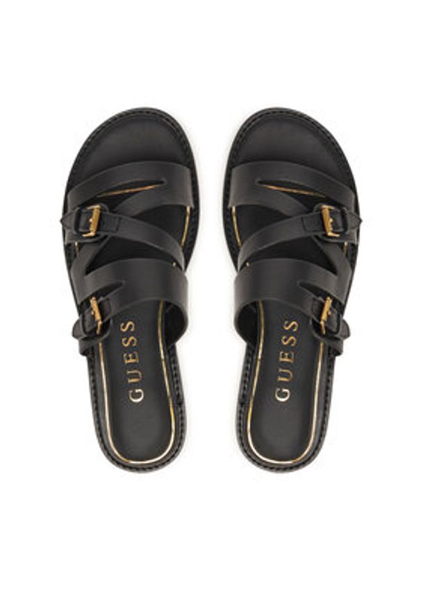 Guess Klapki FLJGRY LEA03 Czarny. Kolor: czarny. Materiał: skóra