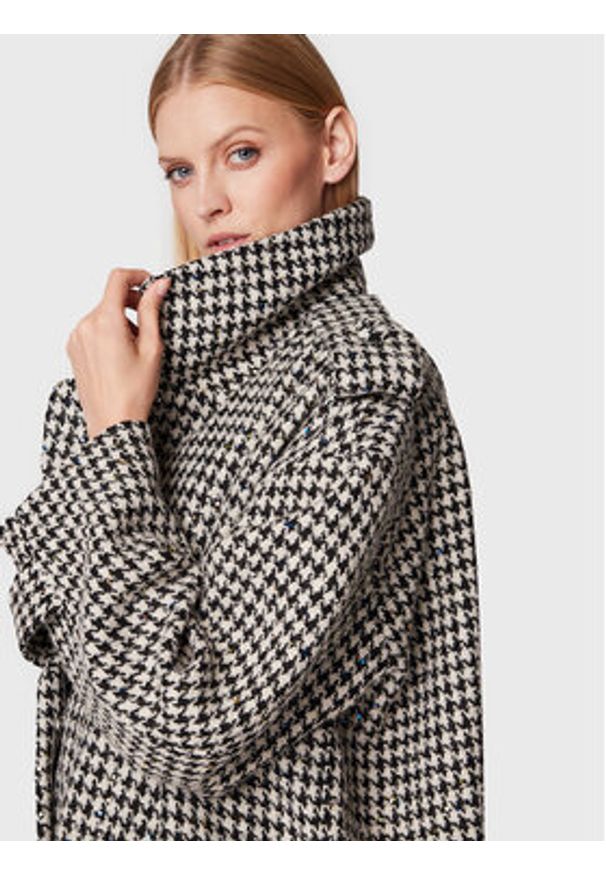 ROTATE Płaszcz wełniany Sparkly Houndstooth RT1904 Kolorowy Oversize. Materiał: syntetyk. Wzór: kolorowy