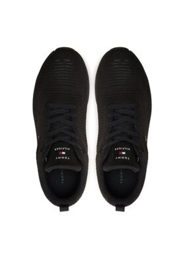 TOMMY HILFIGER - Tommy Hilfiger Sneakersy Corporate Knit Rib Runner FM0FM02838 Czarny. Kolor: czarny. Materiał: materiał