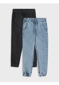 Sinsay - Jeansy jogger slim z efektem sprania - niebieski. Kolor: niebieski #1