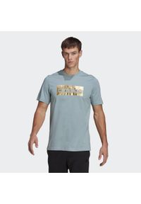 Adidas - Koszulka adidas Foil Box Logo. Kolor: szary, żółty, wielokolorowy. Sport: fitness #1