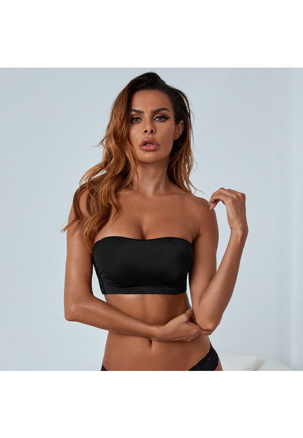 Intica - Biustonosz regulowany bez fiszbin dla pełnej swobody ruchu Kamilah. Kolor: czarny. Materiał: materiał