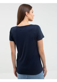 Big-Star - Koszulka damska z guzikami Kannona 404. Kolor: niebieski. Materiał: dzianina, jeans, len. Długość rękawa: krótki rękaw. Długość: krótkie