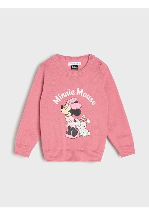 Sinsay - Sweter z nadrukiem Minnie Mouse - różowy. Kolor: różowy. Wzór: nadruk, motyw z bajki