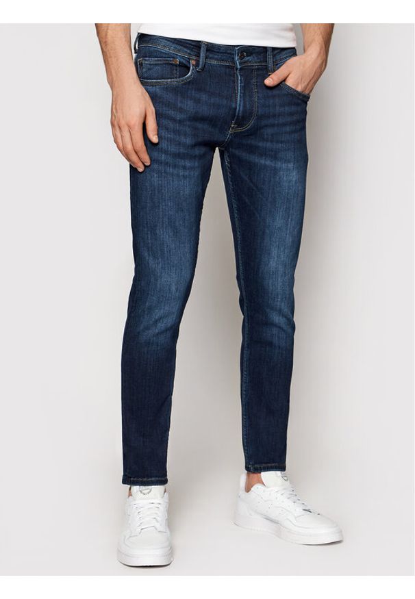 Pepe Jeans Jeansy Finsbury PM200338 Granatowy Skinny Fit. Kolor: niebieski