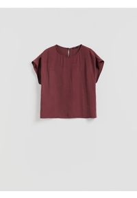 Reserved - Bluzka z modalem - bordowy. Kolor: czerwony. Materiał: tkanina #1