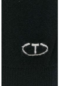 TwinSet - Twinset sweter wełniany damski kolor czarny lekki. Okazja: na co dzień. Kolor: czarny. Materiał: wełna. Długość rękawa: raglanowy rękaw. Styl: casual #5