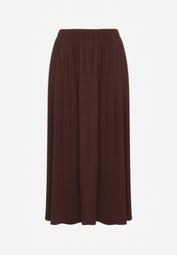 Renee - Brązowa Rozkloszowana Spódnica z Bawełny Tussala. Kolor: brązowy. Materiał: bawełna. Styl: elegancki #4