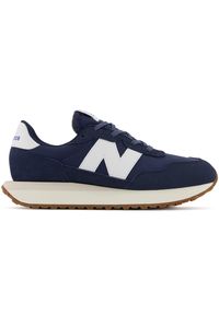 Buty dziecięce New Balance GS237PD – granatowe. Okazja: na co dzień. Kolor: niebieski. Materiał: guma, skóra, syntetyk, materiał, zamsz. Szerokość cholewki: normalna #1