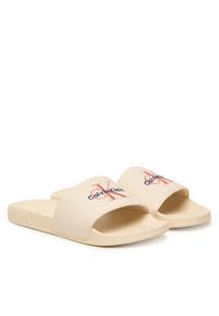 Calvin Klein Klapki Ess Slide Cv HW0HW02958 Beżowy. Kolor: beżowy. Materiał: materiał #6
