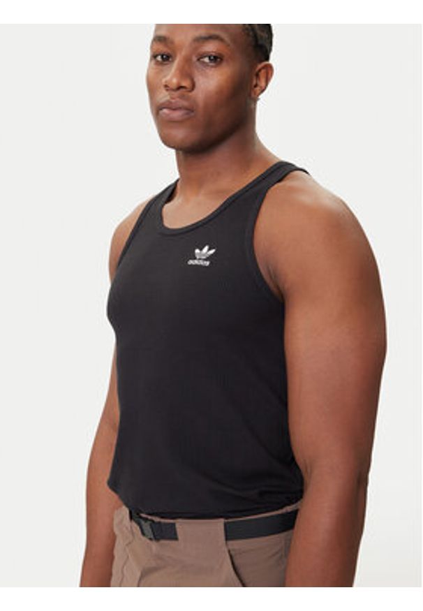 Adidas - adidas Tank top Trefoil Essentials KA0648 Czarny Regular Fit. Kolor: czarny. Materiał: syntetyk, bawełna