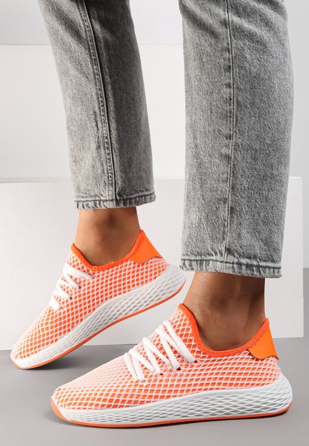 Renee - Pomarańczowe Buty Sportowe Encourage. Zapięcie: sznurówki. Kolor: pomarańczowy. Materiał: materiał. Wzór: aplikacja