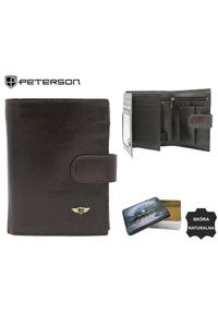 Peterson - Portfel męski PETERSON PTN 22308L-VT c. brązowy. Kolor: brązowy. Materiał: skóra