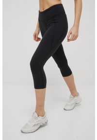Reebok legginsy treningowe Lux damskie kolor czarny gładkie. Kolor: czarny. Materiał: materiał, skóra. Wzór: gładki. Sport: fitness