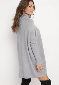 Born2be - Szara Tunika z Golfem i Kieszeniami Aneko. Typ kołnierza: golf. Kolor: szary. Materiał: materiał. Styl: elegancki #2
