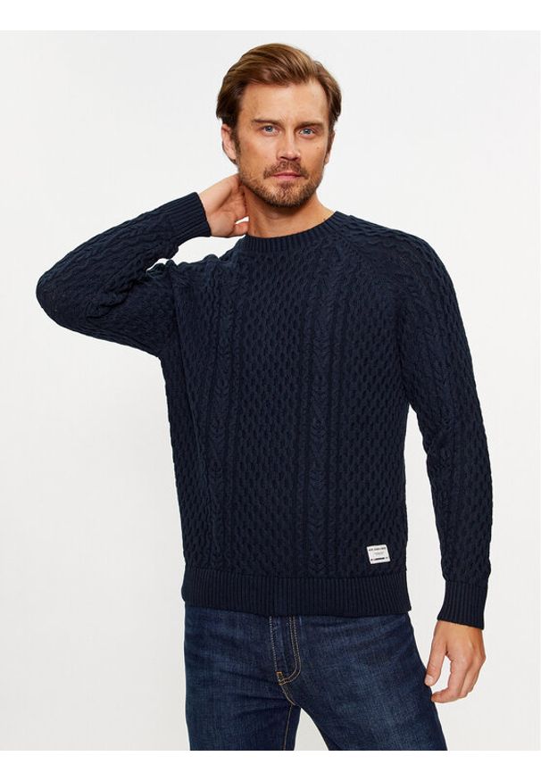 Pepe Jeans Sweter Sly PM702378 Granatowy Regular Fit. Kolor: niebieski. Materiał: bawełna