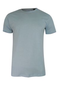 Brave Soul - T-Shirt (Koszulka) Niebieski Bez Nadruku, Okrągły Dekolt, Postrzępione Brzegi -BRAVE SOUL- Męski. Okazja: na co dzień. Kolor: niebieski. Materiał: bawełna. Styl: casual #1
