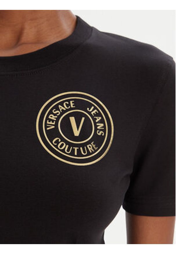 Versace Jeans Couture T-Shirt 79HAHT01 CJ03T Czarny Regular Fit. Kolor: czarny. Materiał: bawełna