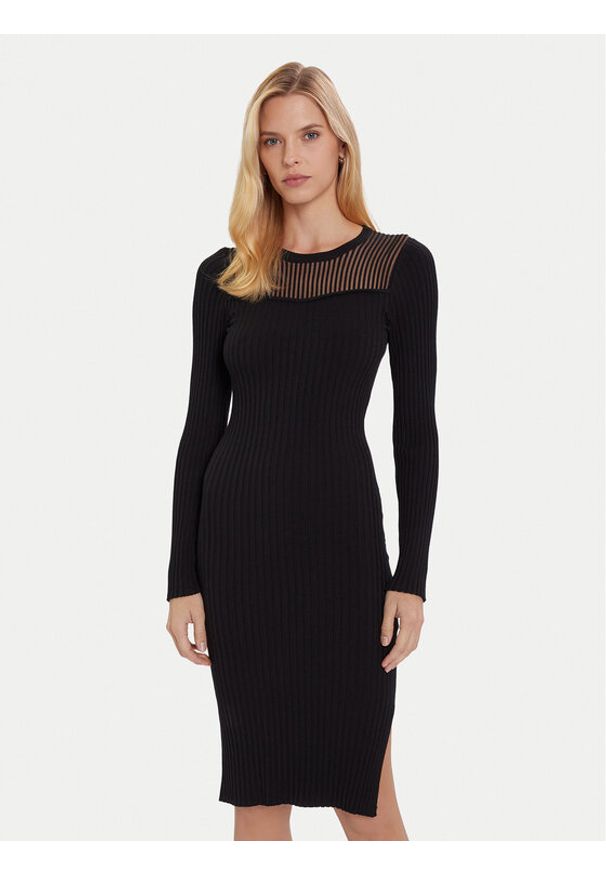 Morgan Sukienka dzianinowa 252-RMAN Czarny Slim Fit. Kolor: czarny. Materiał: wiskoza