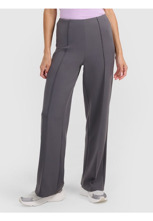 4f - 4F Spodnie dresowe z prostymi nogawkami damskie - szare XS. Stan: podwyższony. Kolor: szary. Materiał: dresówka