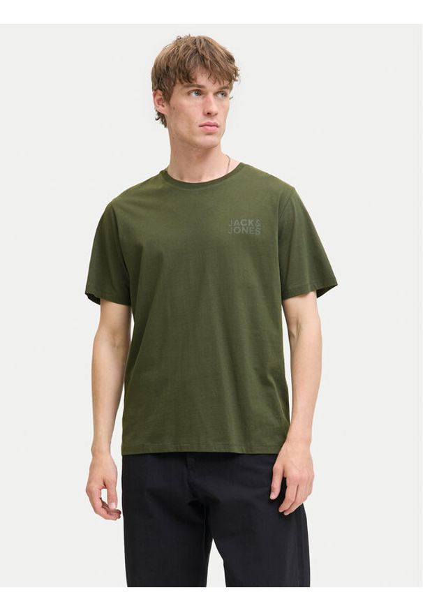 Jack & Jones - Jack&Jones T-Shirt Corp Logo 12151955 Zielony Standard Fit. Kolor: zielony. Materiał: bawełna