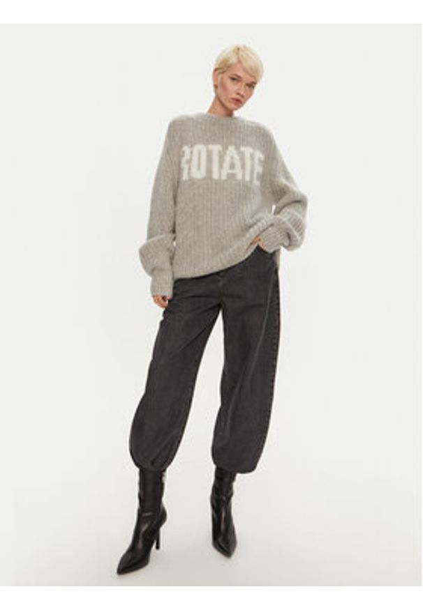 ROTATE Sweter Brandy 1137491789 Szary Loose Fit. Kolor: szary. Materiał: wełna