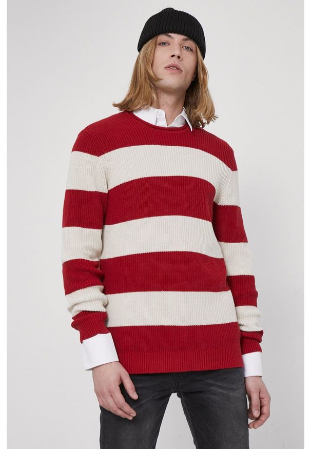 medicine - Medicine - Sweter bawełniany Preppy. Okazja: na co dzień. Kolor: czerwony. Materiał: bawełna. Długość rękawa: długi rękaw. Długość: długie. Styl: casual