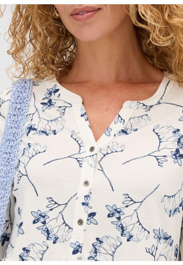 bonprix - Tunika T-shirtowa z rękawami 3/4. Kolor: biały