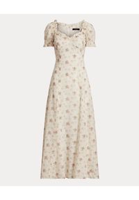 Ralph Lauren - RALPH LAUREN - Długa sukienka w kwiatowy wzór. Typ kołnierza: polo. Kolor: biały. Materiał: bawełna. Wzór: kwiaty. Typ sukienki: dopasowane, rozkloszowane. Długość: maxi #4
