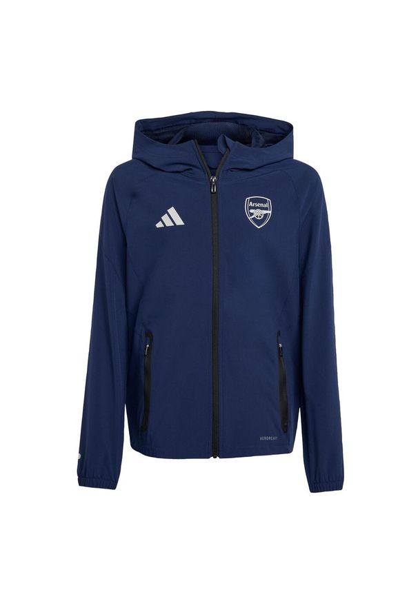 Adidas - Kurtka Arsenal Tiro 25 Competition Vis Tech Travel. Kolor: niebieski. Materiał: dresówka. Sport: piłka nożna