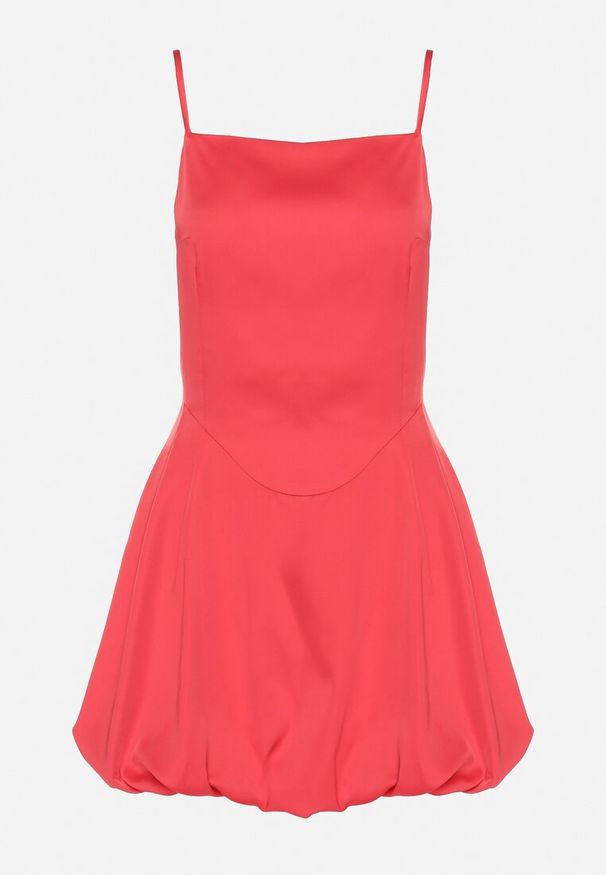 Born2be - Czerwona Sukienka Vices na Ramiączkach o Fasonie Bombki Folonna. Okazja: na co dzień. Typ kołnierza: dekolt kwadratowy. Kolor: czerwony. Długość rękawa: na ramiączkach. Typ sukienki: bombki. Styl: casual, elegancki