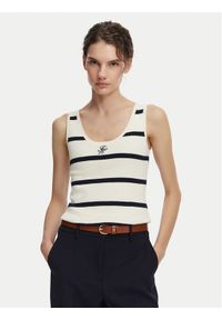 TOMMY HILFIGER - Tommy Hilfiger Top WW0WW48480 Kremowy Slim Fit. Kolor: kremowy. Materiał: bawełna #1