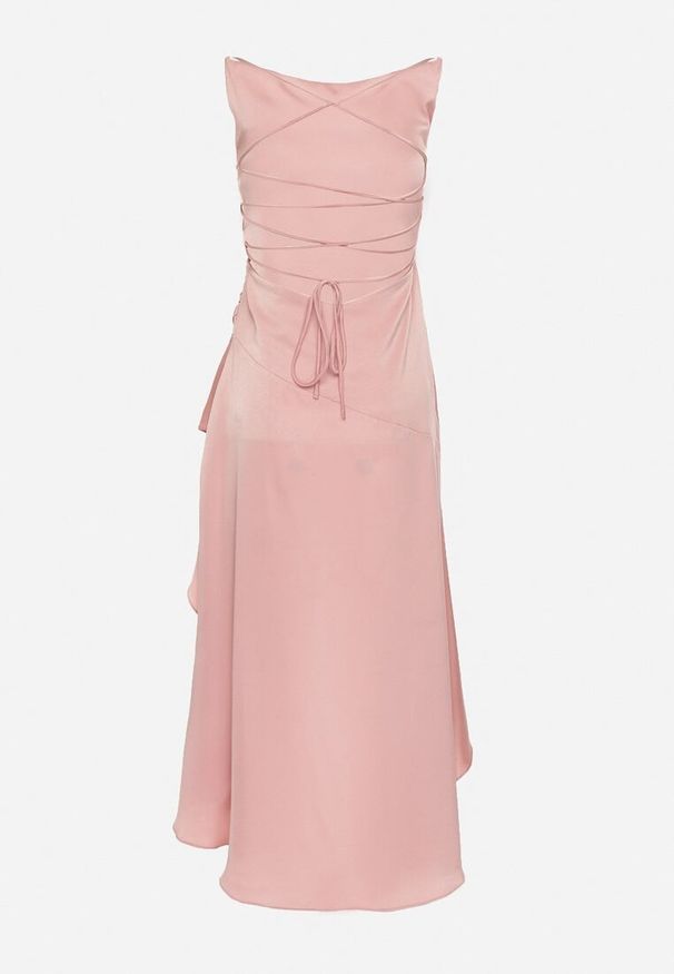 Born2be - Różowa Asymetryczna Sukienka Vices z Odkrytymi Plecami i Gorsetowym Wiązaniem Natifalia. Typ kołnierza: dekolt gorset. Kolor: różowy. Typ sukienki: asymetryczne, gorsetowe. Styl: elegancki