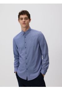 Reserved - Koszula slim fit - granatowy. Kolor: niebieski. Materiał: tkanina #1
