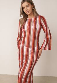 Born2be - Bordowa Rustykalna Sukienka Letnia z Plecionki w Paski Ixelle. Okazja: na co dzień. Kolor: czerwony. Długość rękawa: długi rękaw. Wzór: paski. Sezon: lato. Typ sukienki: proste. Styl: elegancki, klasyczny, wakacyjny, casual #2